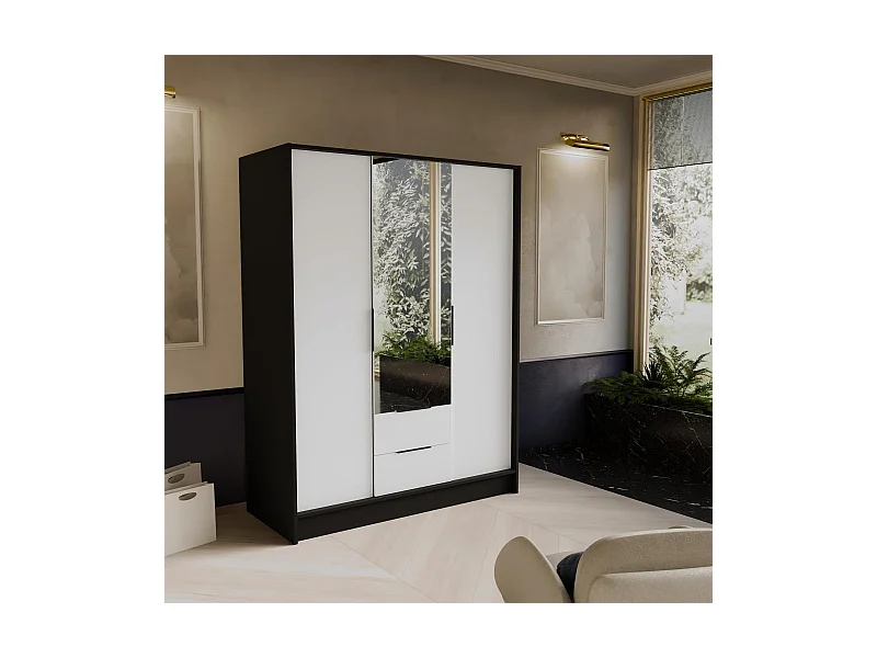 ARMOIRE A PORTES TOURNANTES Niko 150/51/200 cm noir+blanc