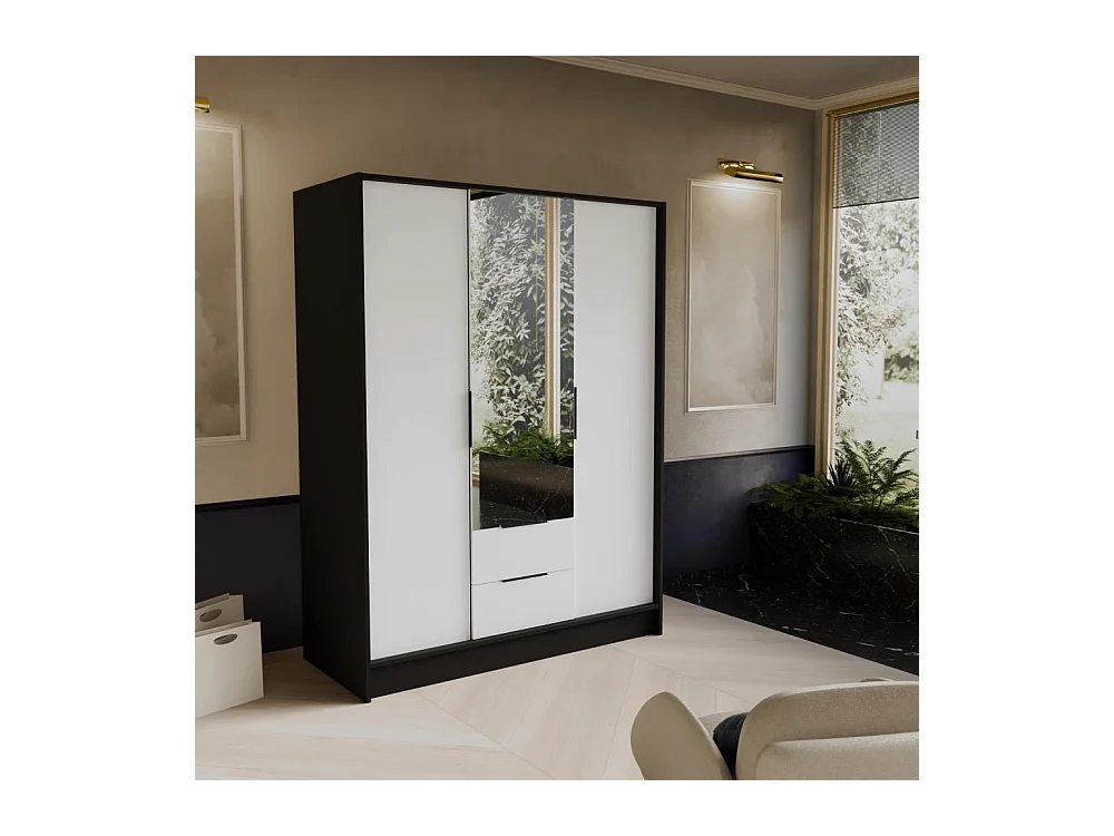 DREHTÜRENSCHRANK Niko 150/51/200 cm schwarz+weiß