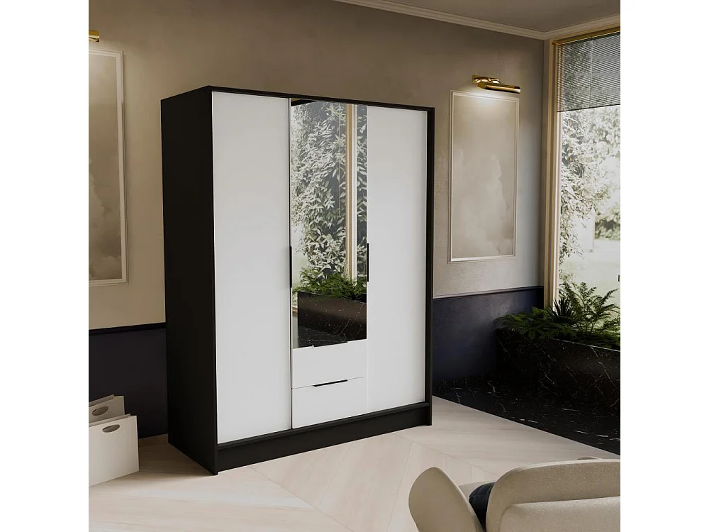 ARMOIRE A PORTES TOURNANTES Niko 150/51/200 cm noir+blanc