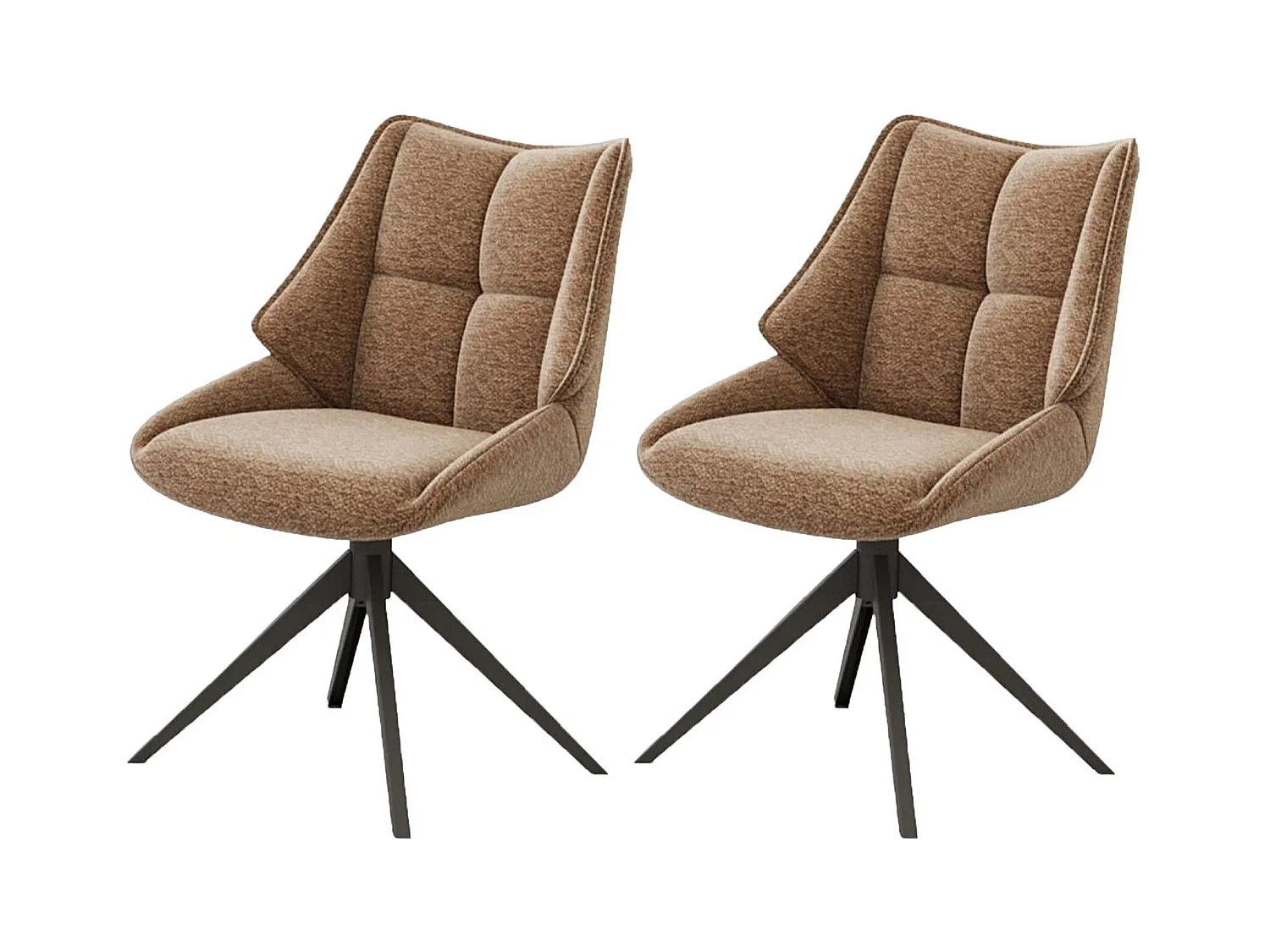 Set di 2 sedie da pranzo - tessuto e metallo - marrone - SANDOR