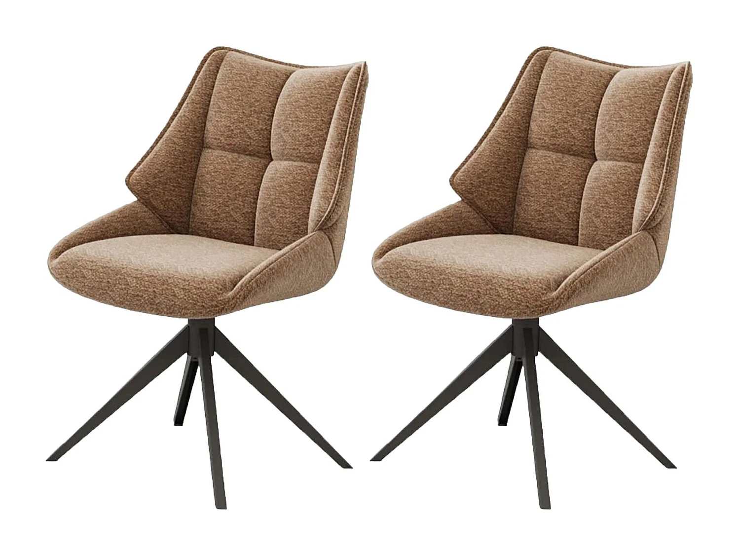 Lot de 2 chaises de salle à manger - tissu et métal - marron - SANDOR