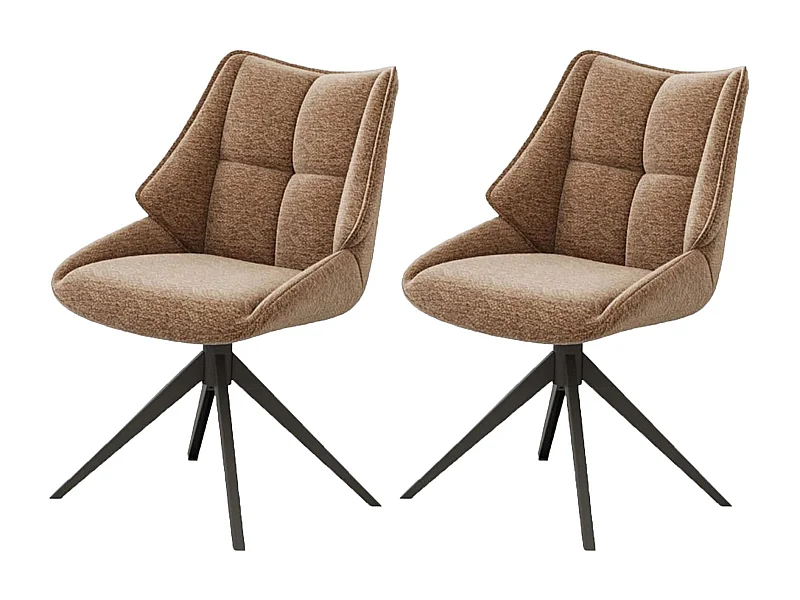 Esszimmerstuhl 2er-Set - Stoff & Metall - braun - SANDOR