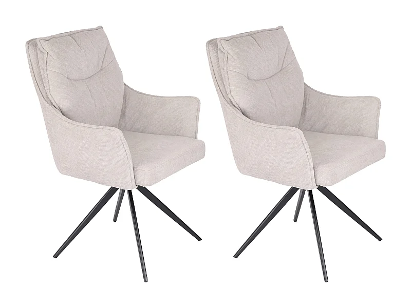 Eetkamerstoel set van 2 - stof en metaal - beige - AMPLUS