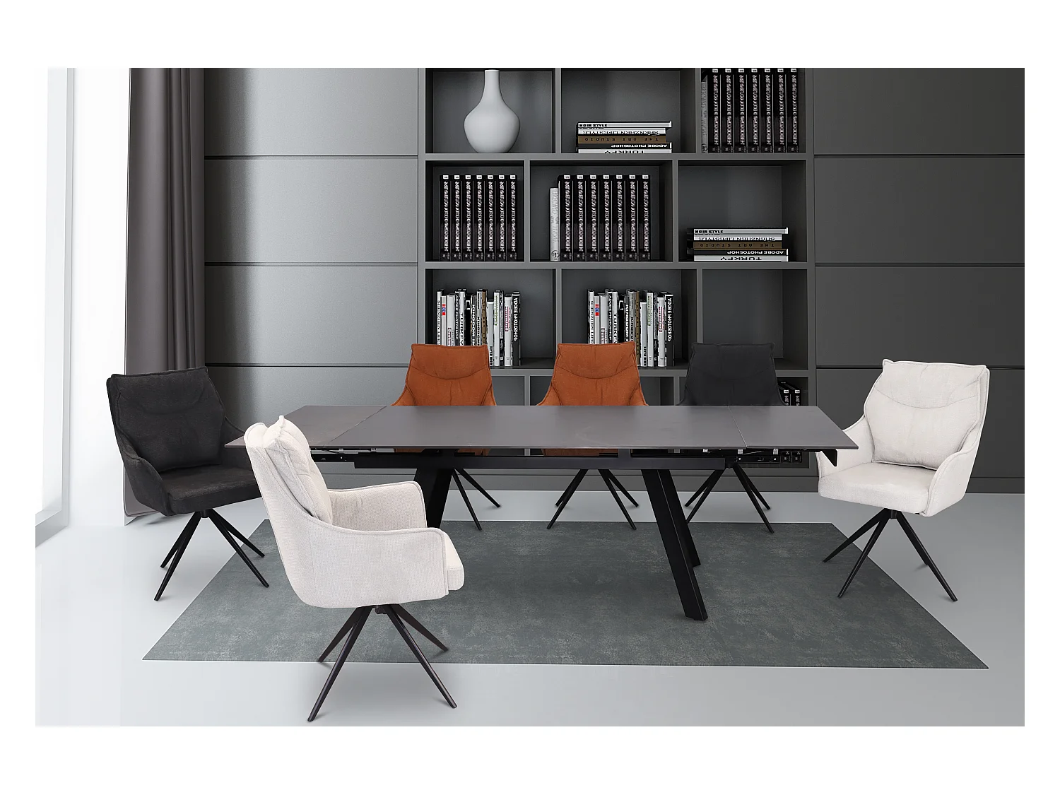 Eetkamerstoel set van 2 - stof en metaal - beige - AMPLUS