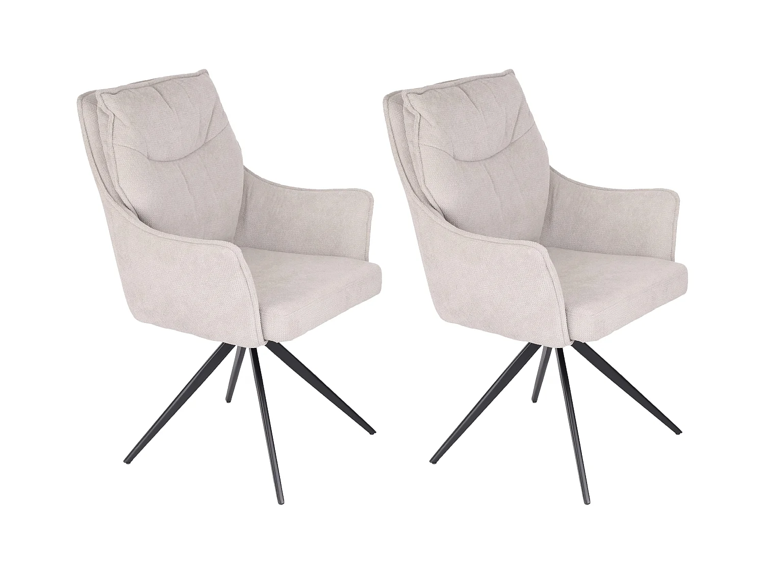 Lot de 2 chaises de salle à manger - tissu et métal - beige - AMPLUS