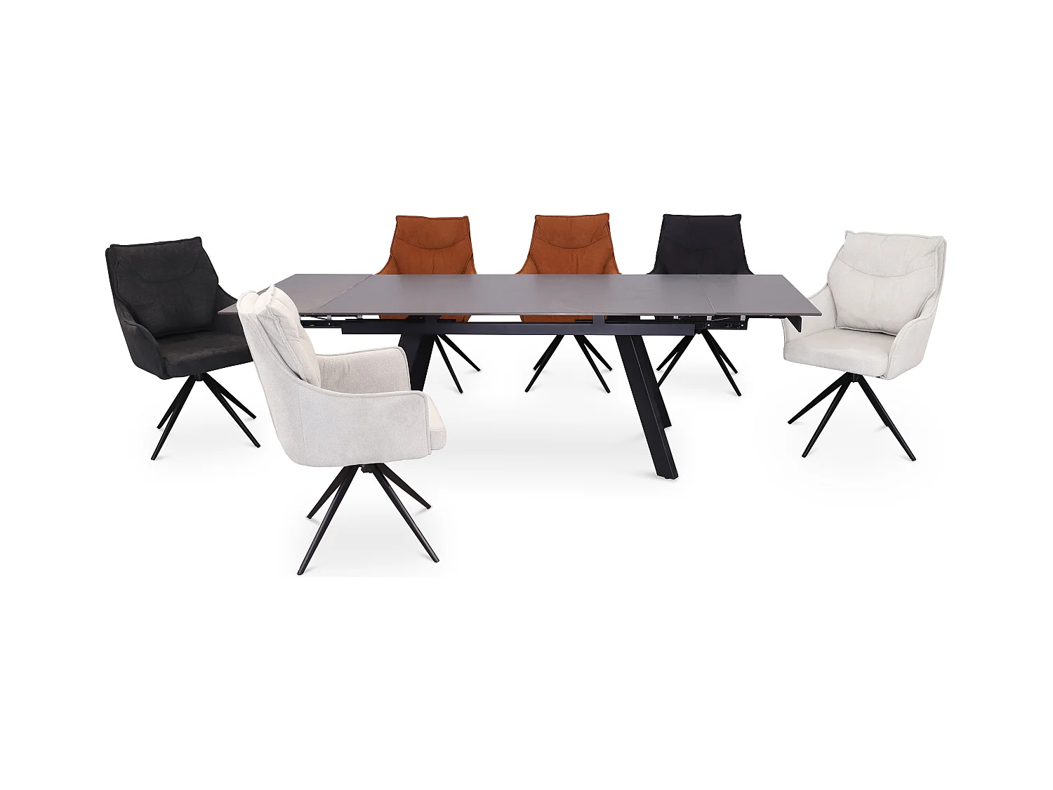 Lot de 2 chaises de salle à manger - tissu et métal - beige - AMPLUS