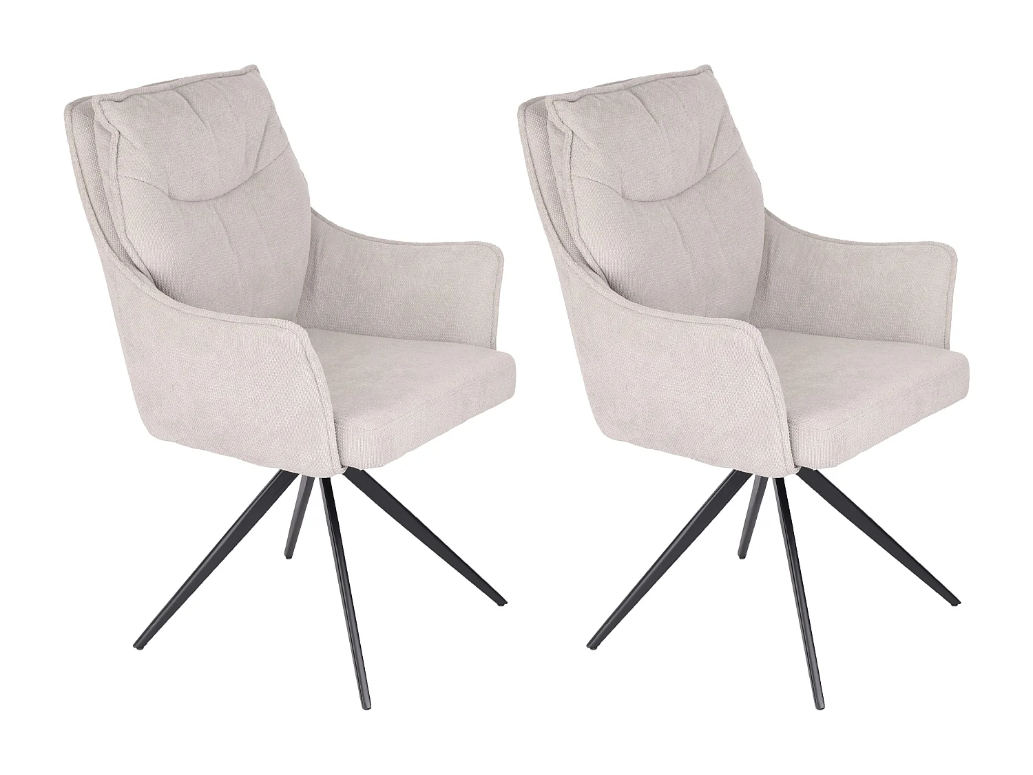 Eetkamerstoel set van 2 - stof en metaal - beige - AMPLUS