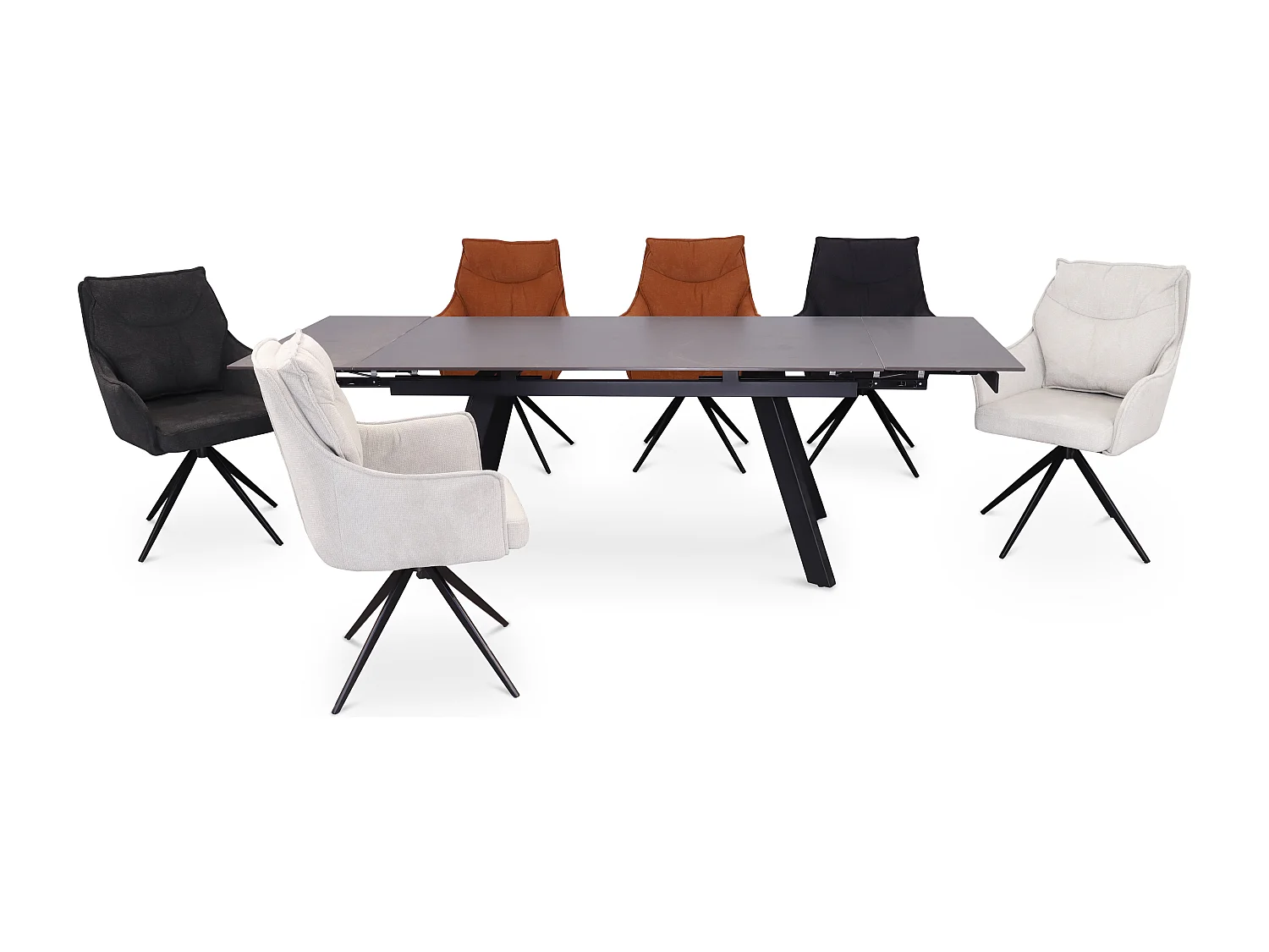 Eetkamerstoel set van 2 - stof en metaal - beige - AMPLUS