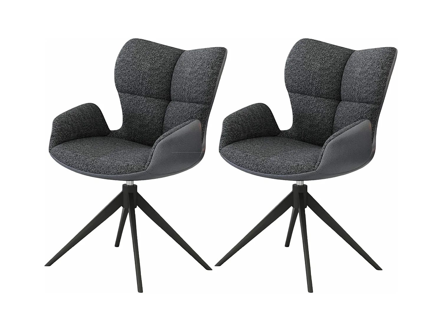 Lot de 2 chaises de salle à manger - tissu et métal - gris foncé - SUZANA