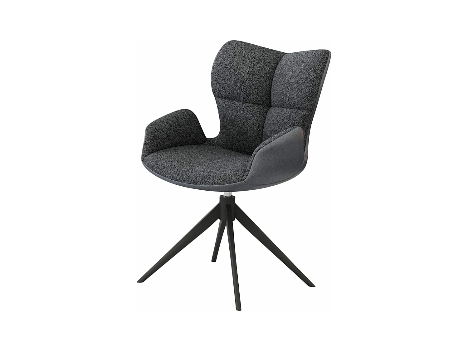 Lot de 2 chaises de salle à manger - tissu et métal - gris foncé - SUZANA