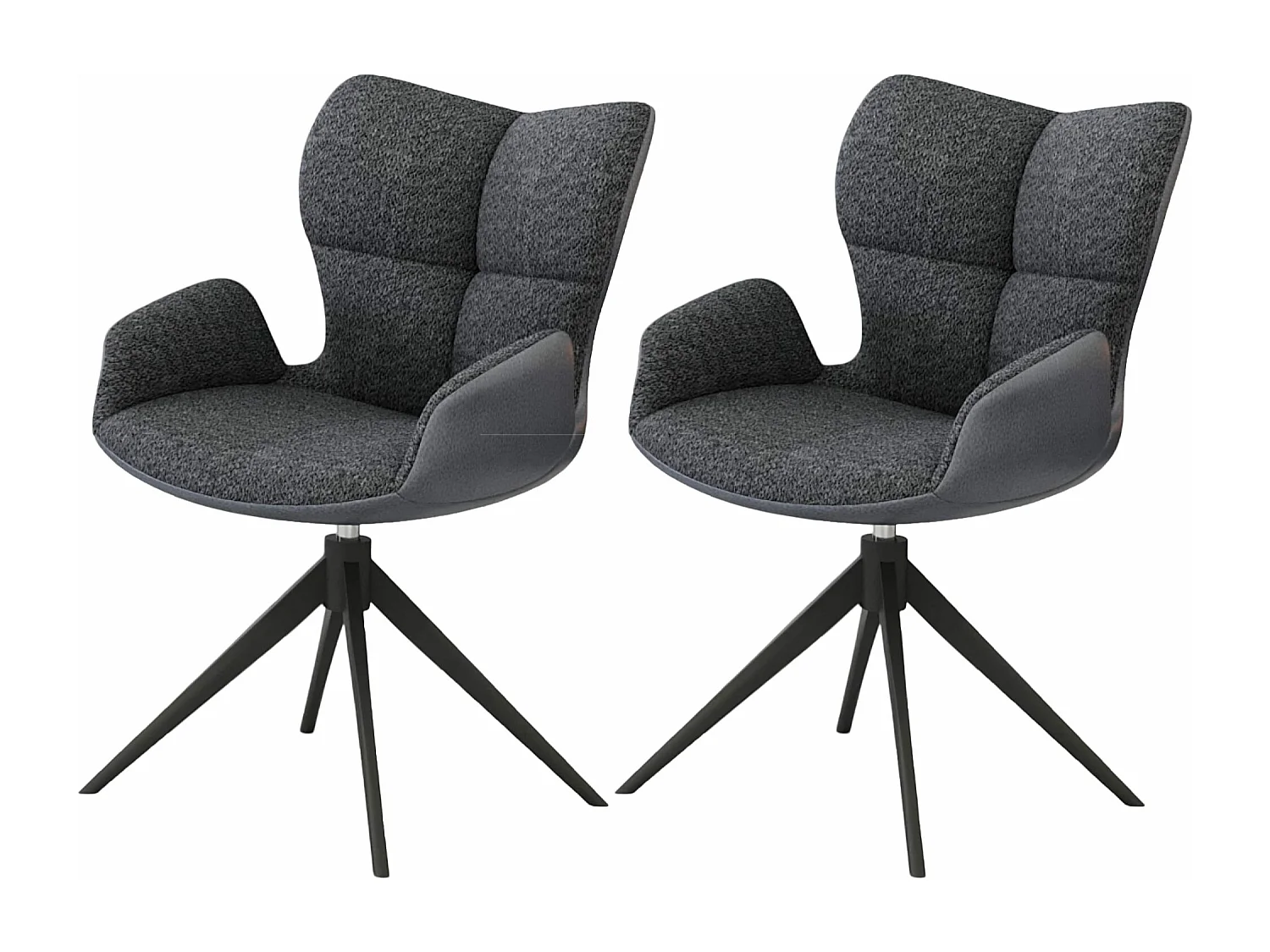Lot de 2 chaises de salle à manger - tissu et métal - gris foncé - SUZANA