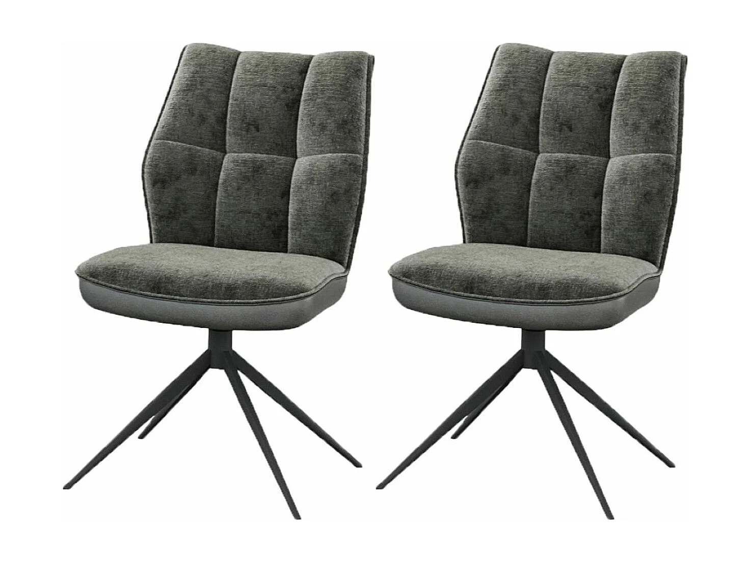Lot de 2 chaises de salle à manger - tissu et métal - gris - BENTI
