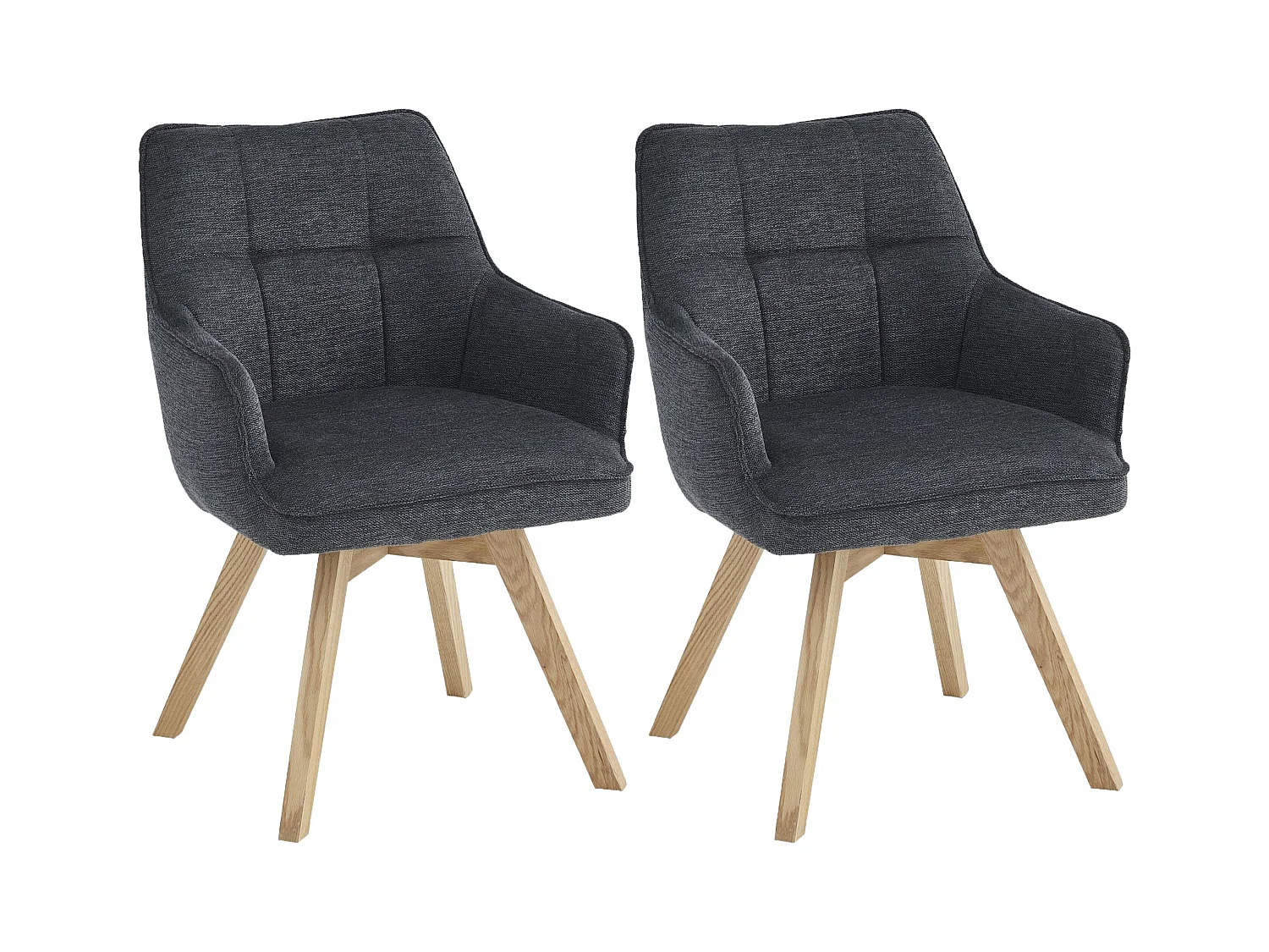 Lot de 2 chaises de salle à manger - tissu et métal - anthracite - VINAL
