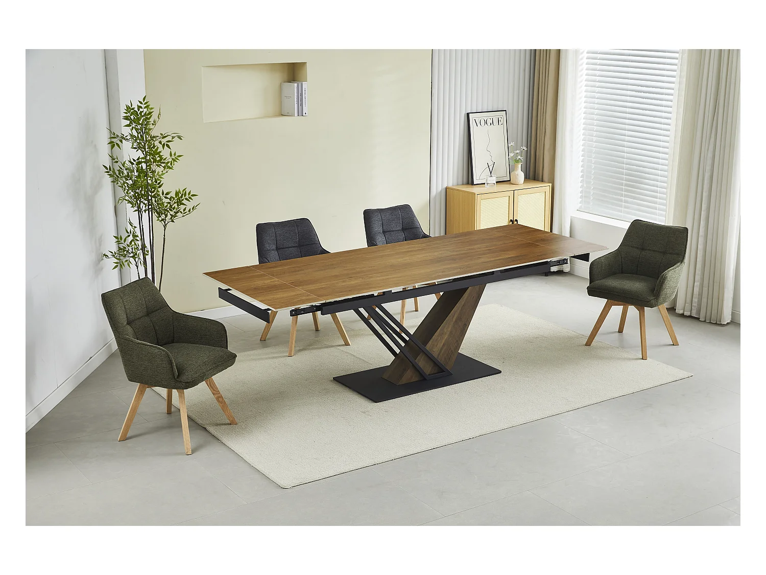 Lot de 2 chaises de salle à manger - tissu et métal - anthracite - VINAL