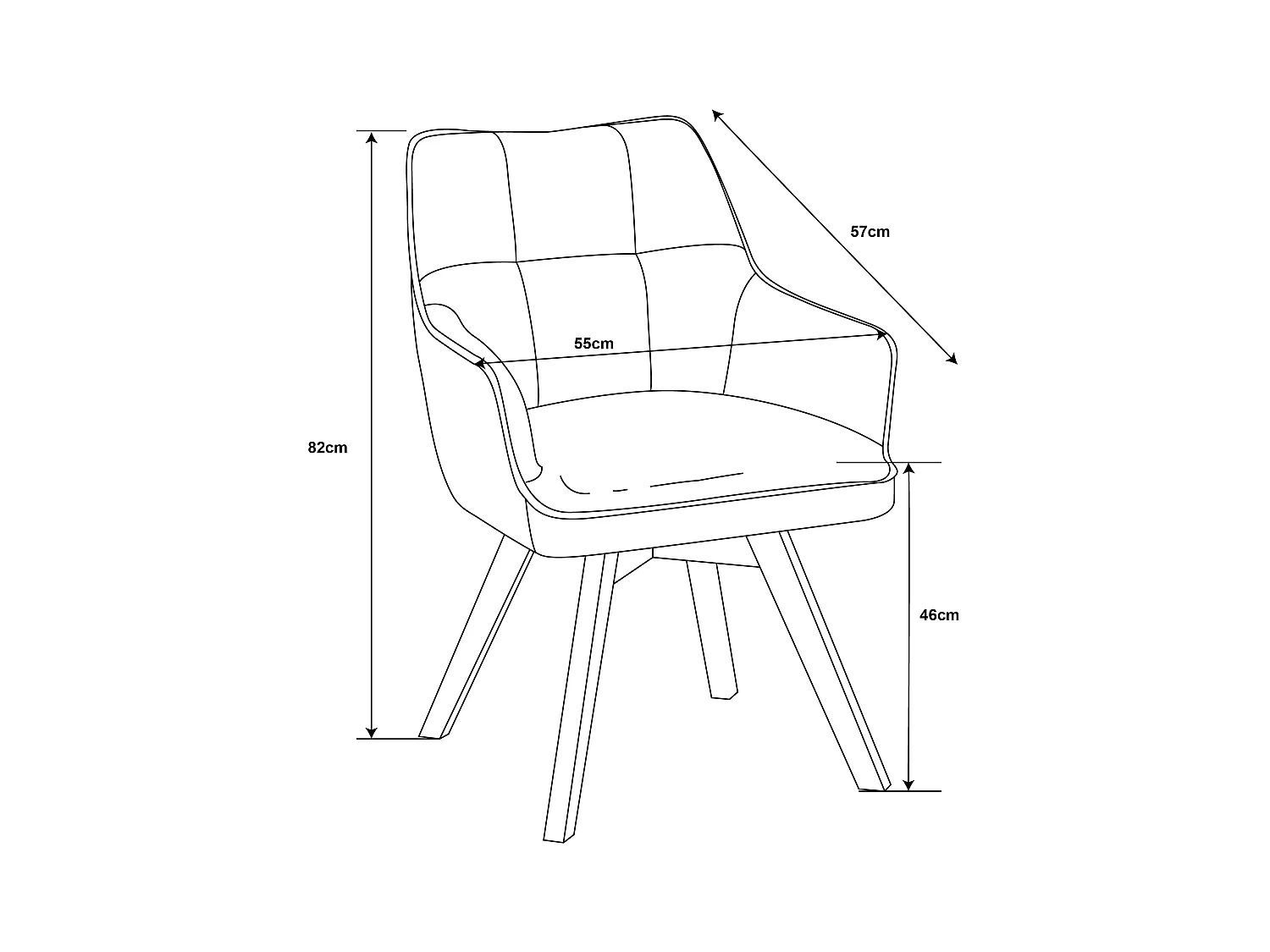 Lot de 2 chaises de salle à manger - tissu et métal - anthracite - VINAL