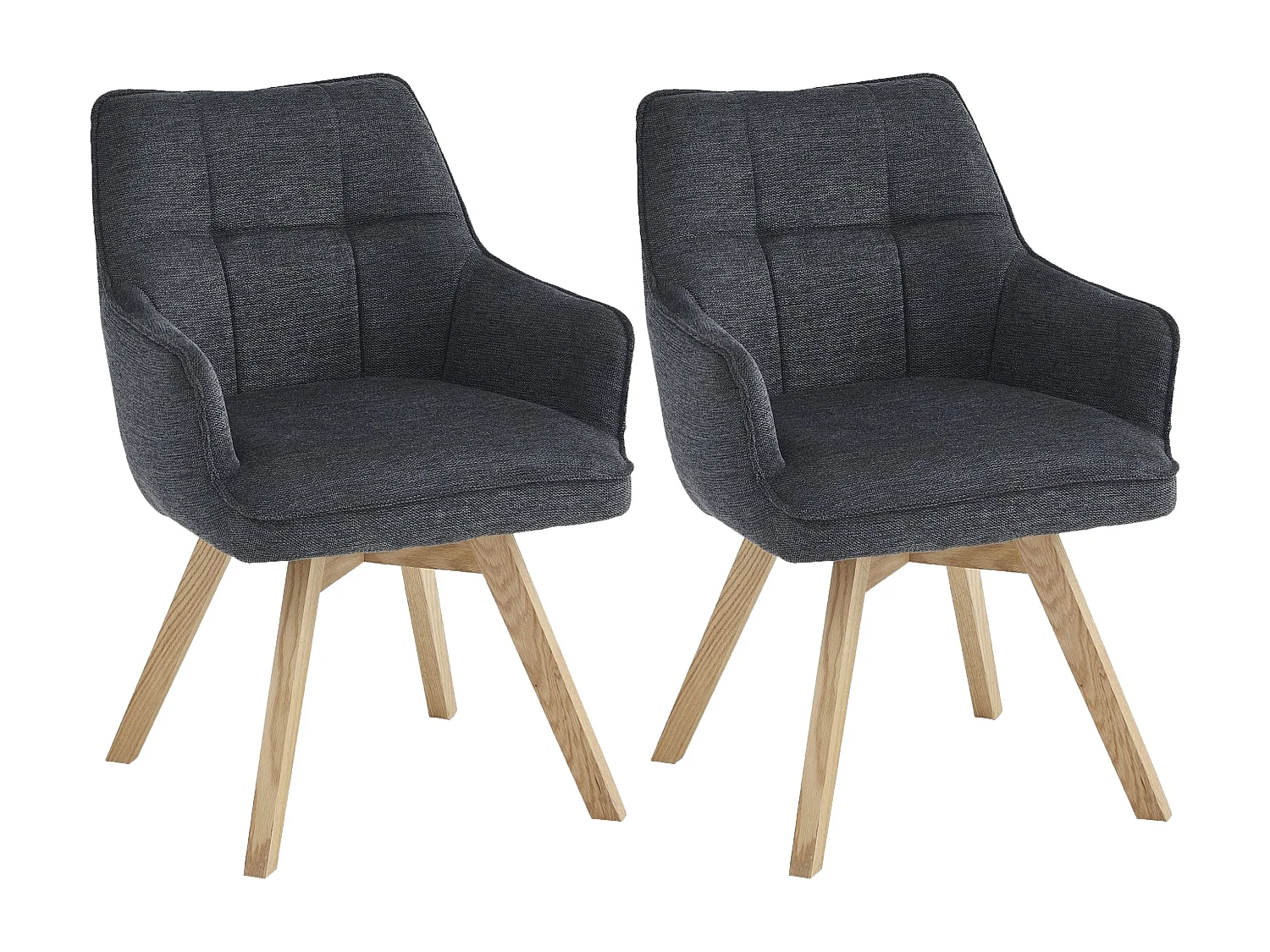 Lot de 2 chaises de salle à manger - tissu et métal - anthracite - VINAL