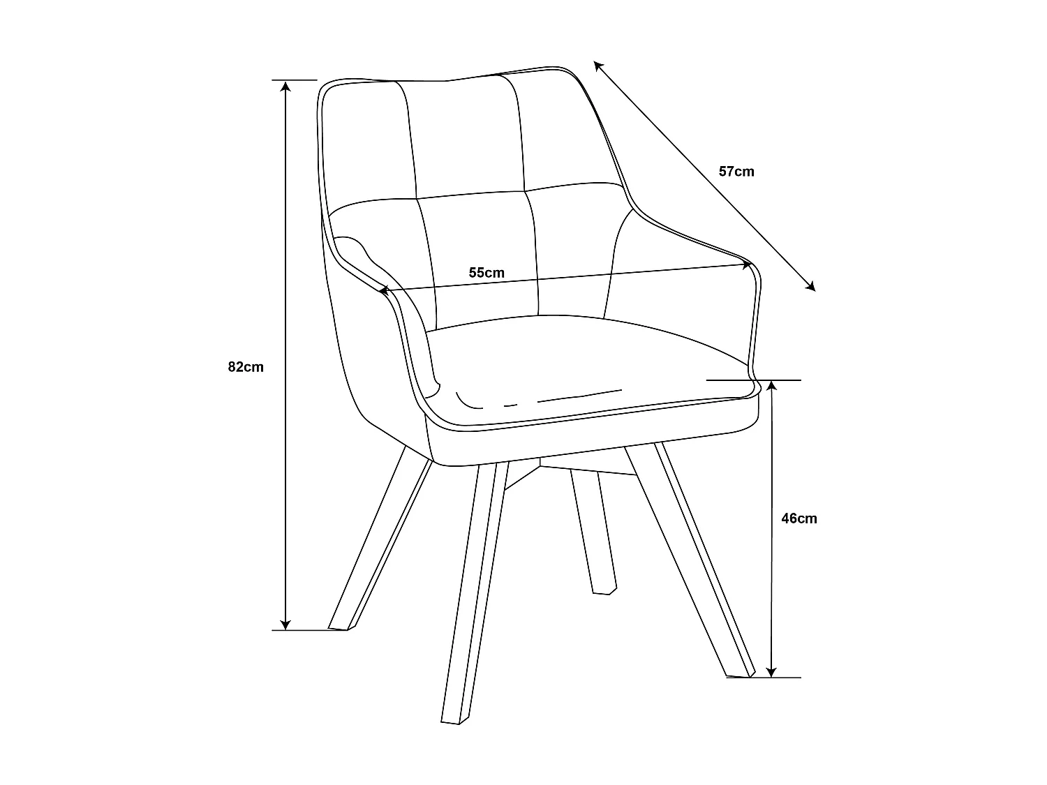 Lot de 2 chaises de salle à manger - tissu et métal - anthracite - VINAL