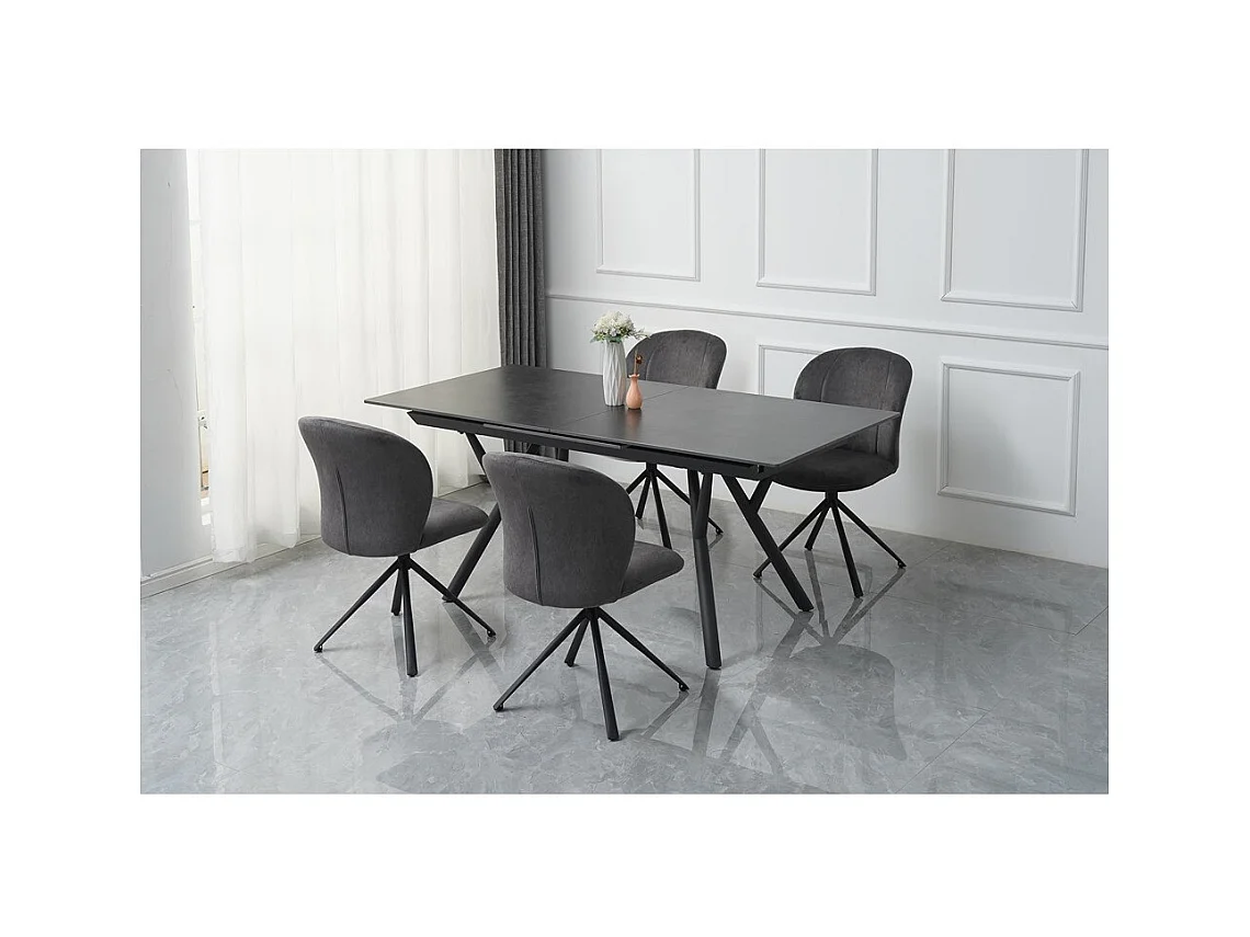 Lot de 2 chaises de salle à manger - tissu et métal - gris - GRISELDA