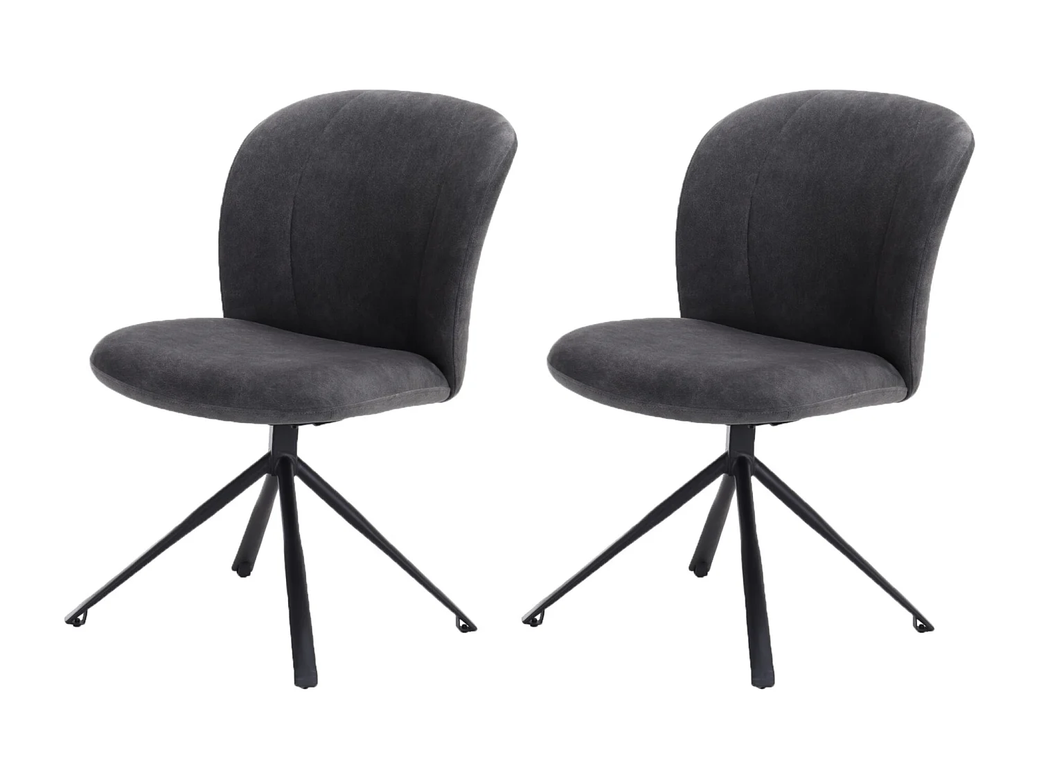 Lot de 2 chaises de salle à manger - tissu et métal - gris - GRISELDA