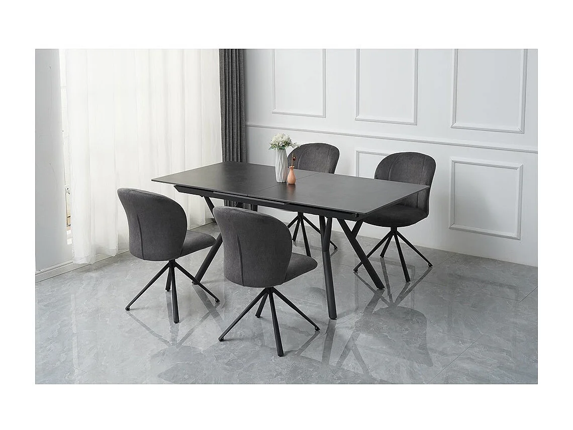 Lot de 2 chaises de salle à manger - tissu et métal - gris - GRISELDA