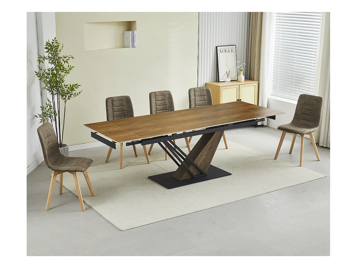 Lot de 4 chaises de salle à manger - tissu et métal - taupe - VIRANA