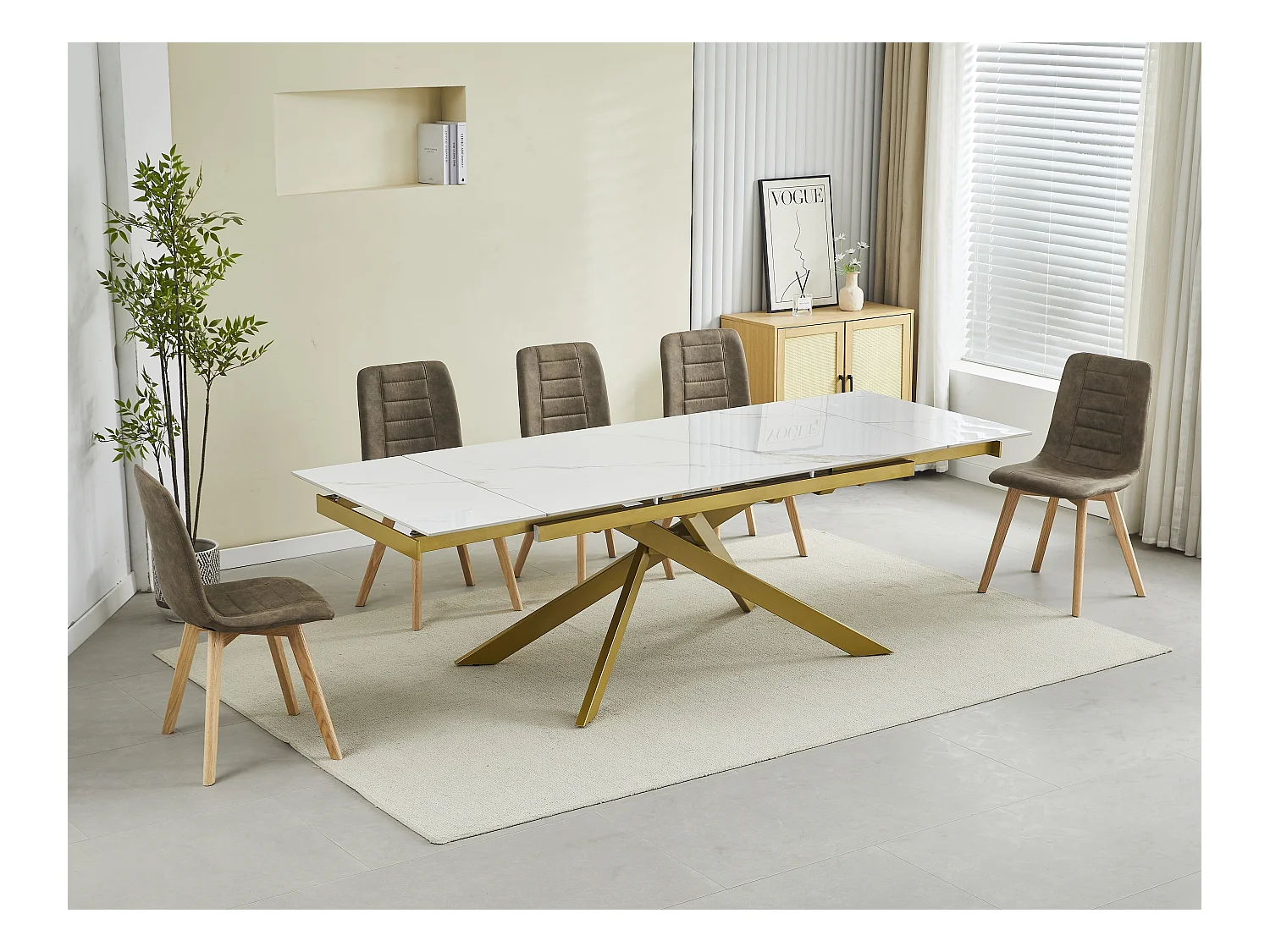 Lot de 4 chaises de salle à manger - tissu et métal - taupe - VIRANA