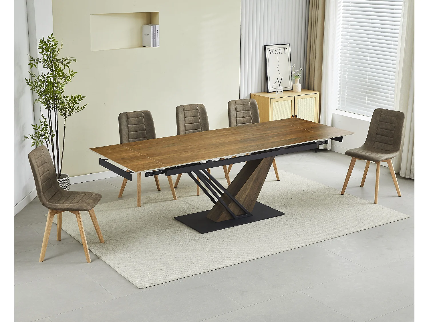 Lot de 4 chaises de salle à manger - tissu et métal - taupe - VIRANA