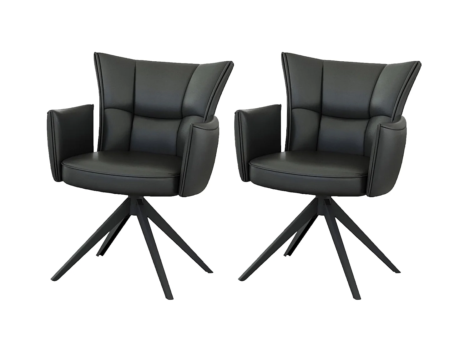 Eetkamerstoel set van 2 - leer - zwart - STRAP