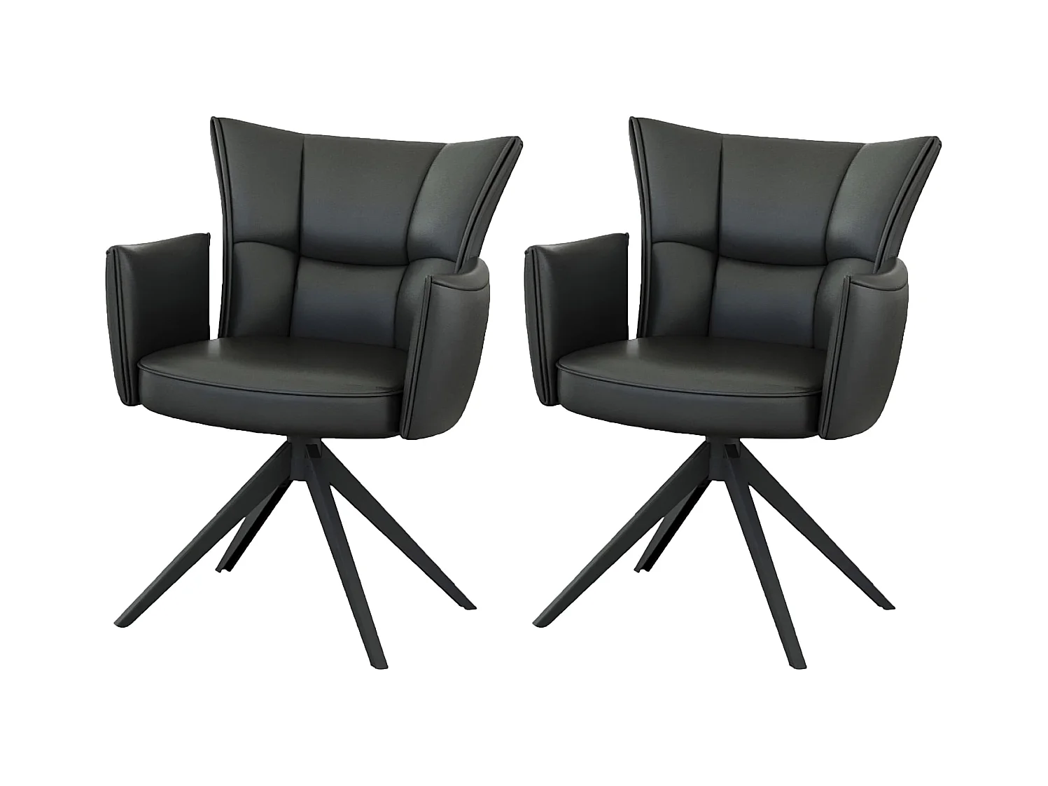 Eetkamerstoel set van 2 - leer - zwart - STRAP