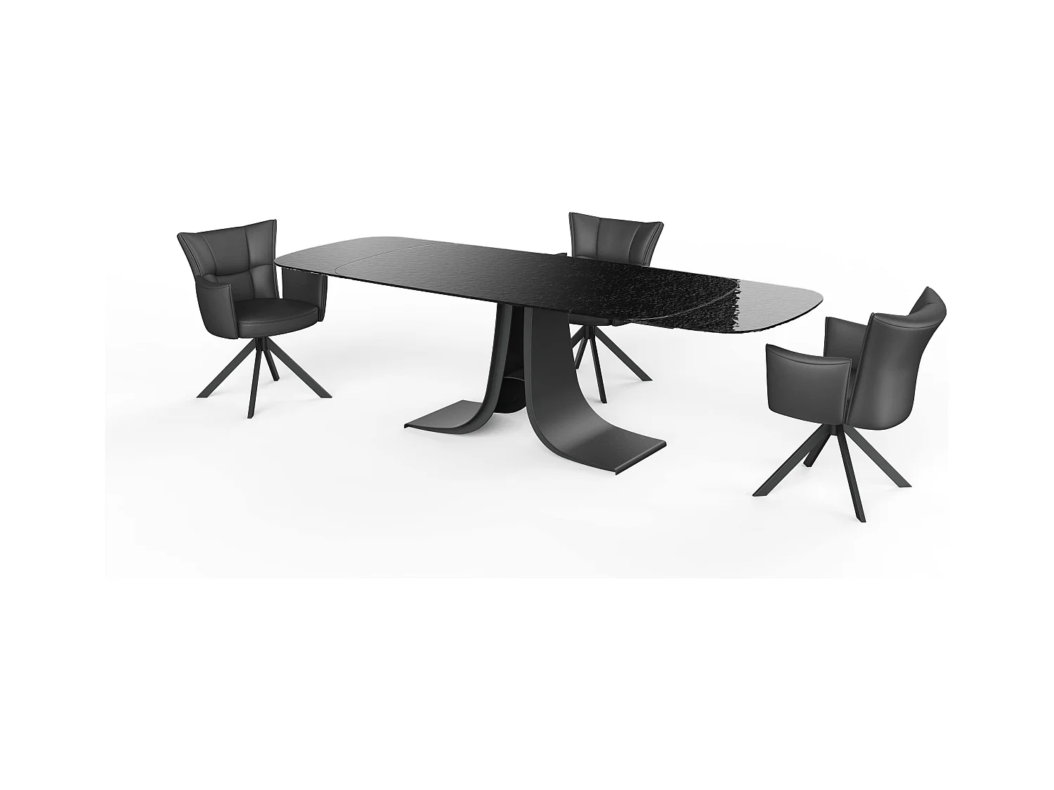 Eetkamerstoel set van 2 - leer - zwart - STRAP