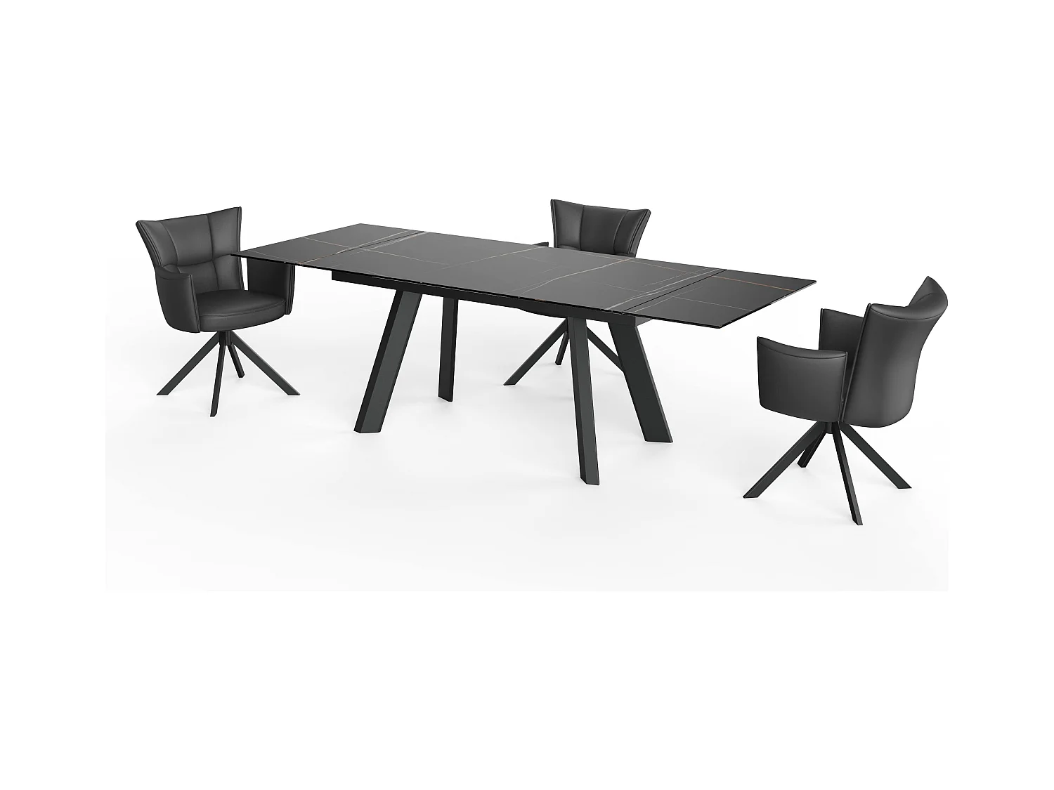 Eetkamerstoel set van 2 - leer - zwart - STRAP