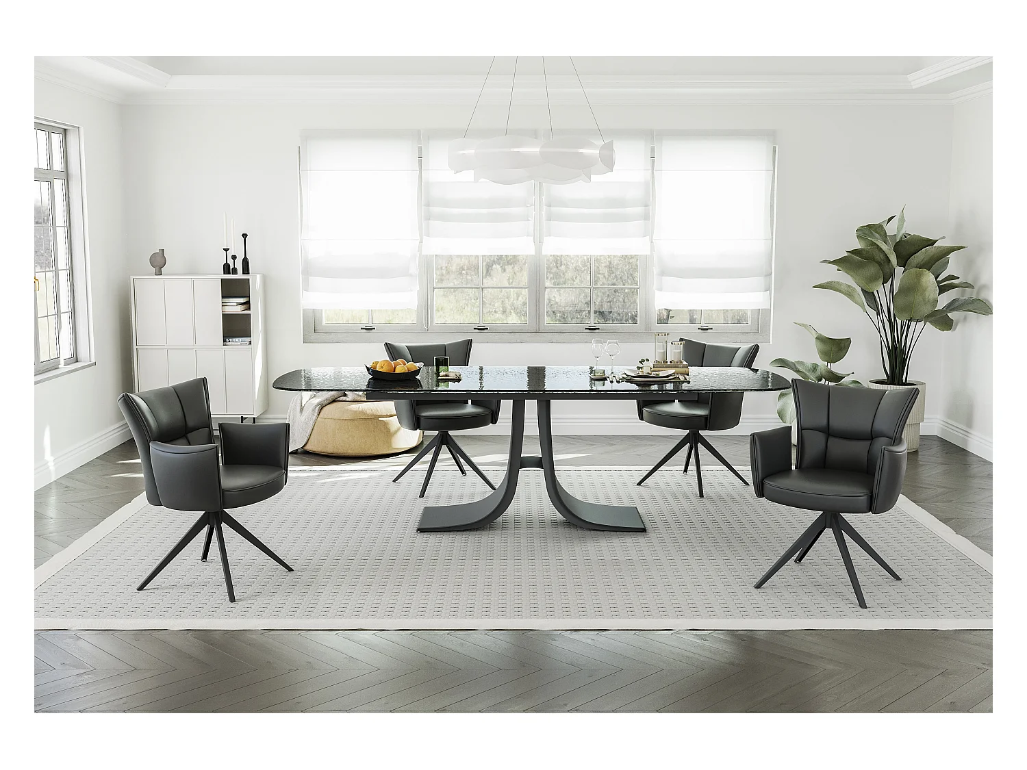 Eetkamerstoel set van 2 - leer - zwart - STRAP