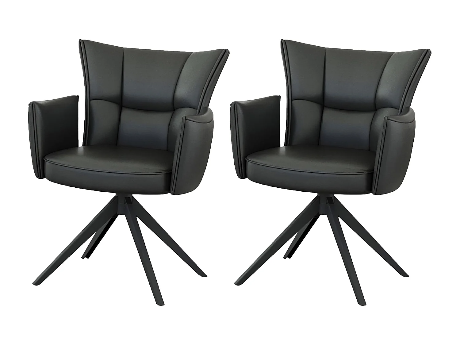 Esszimmerstuhl 2er-Set - Leder - schwarz - STRAP