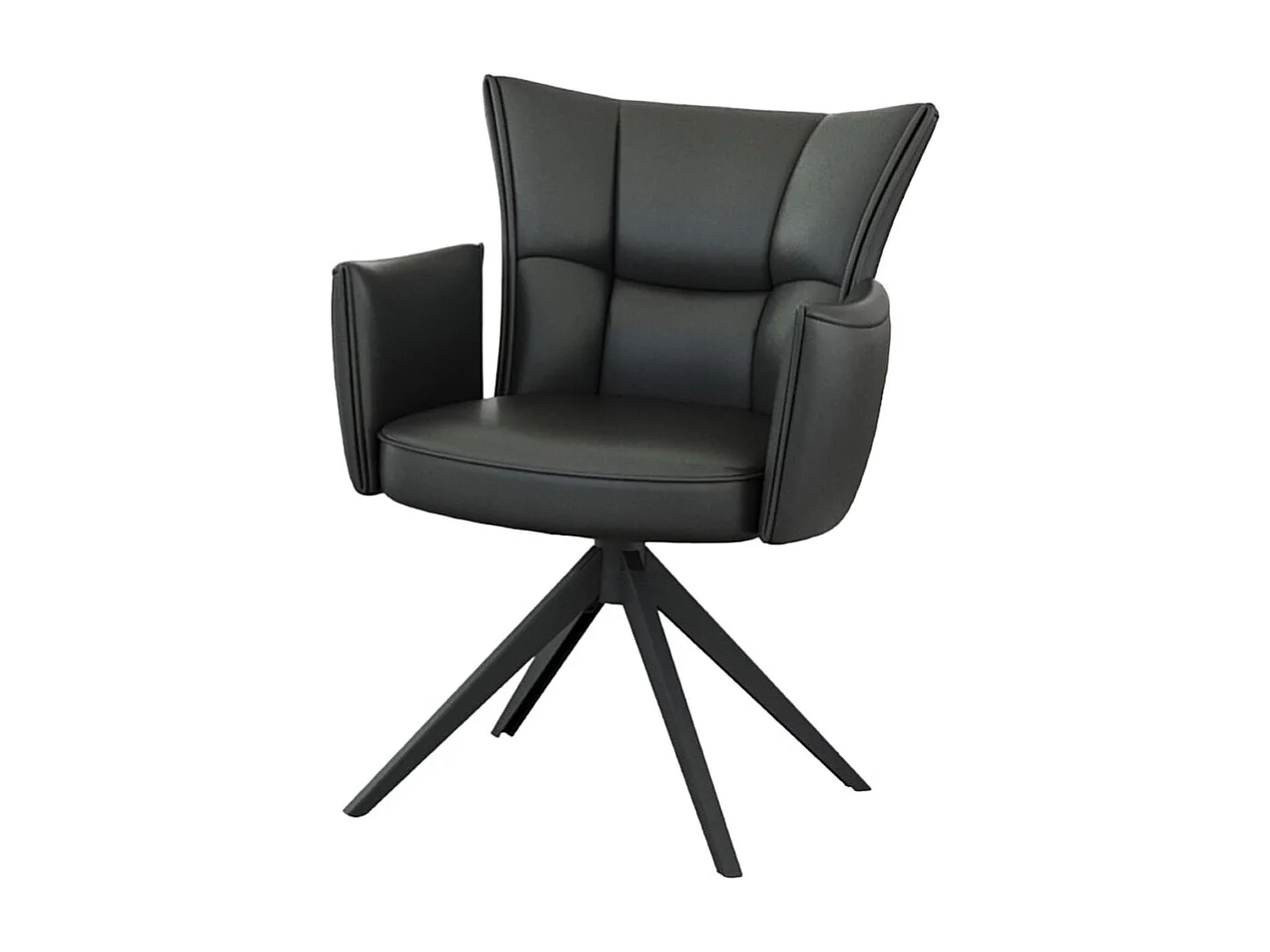 Esszimmerstuhl 2er-Set - Leder - schwarz - STRAP