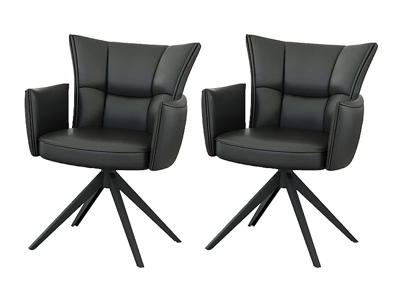 Eetkamerstoel set van 2 - leer - zwart - STRAP