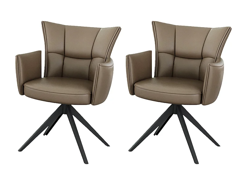 Esszimmerstuhl 2er-Set - Leder - braun - STRAP