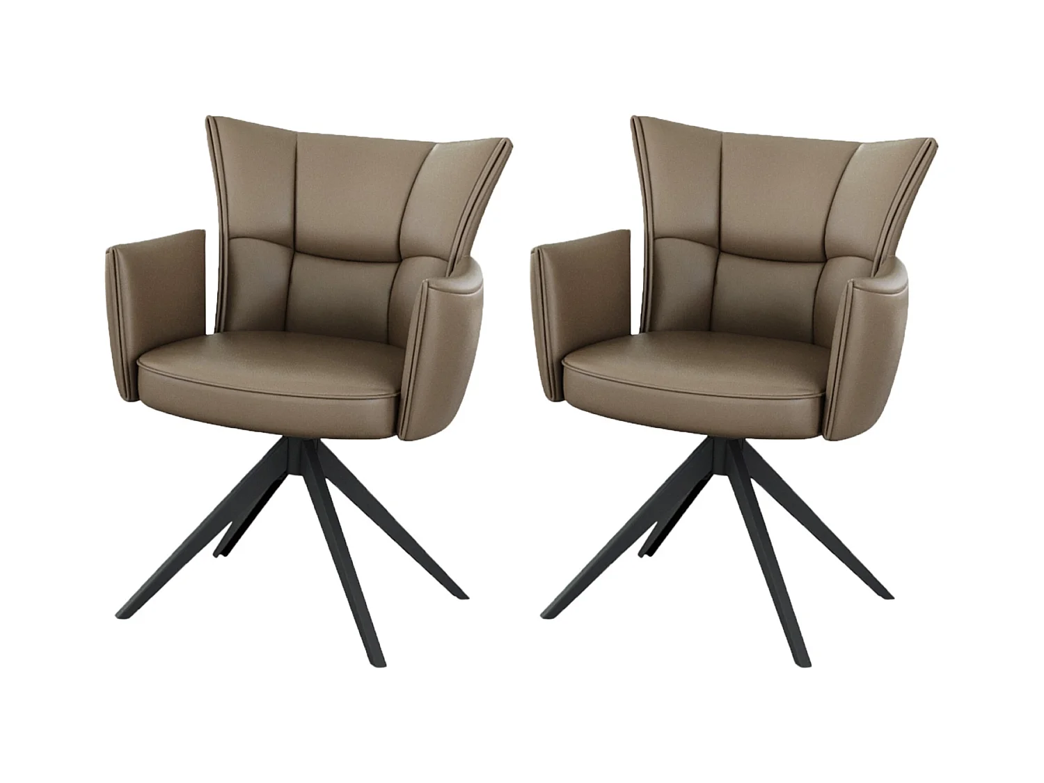 Eetkamerstoel set van 2 - leer - bruin - STRAP