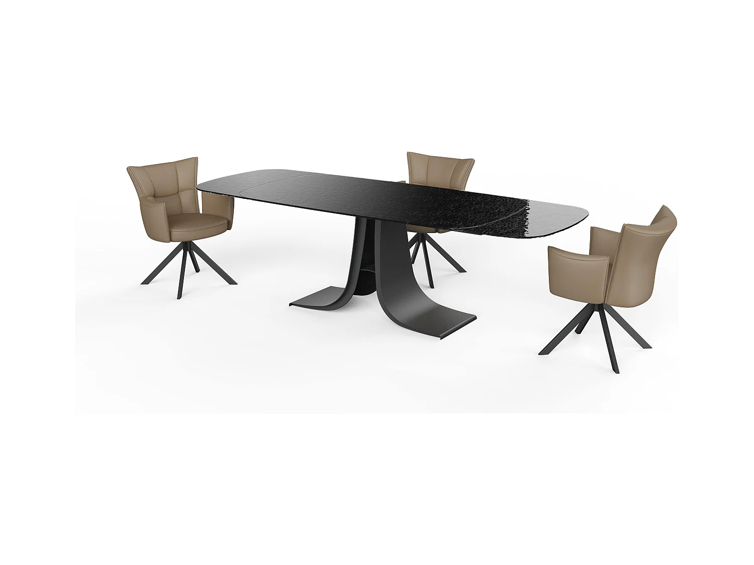 Eetkamerstoel set van 2 - leer - bruin - STRAP