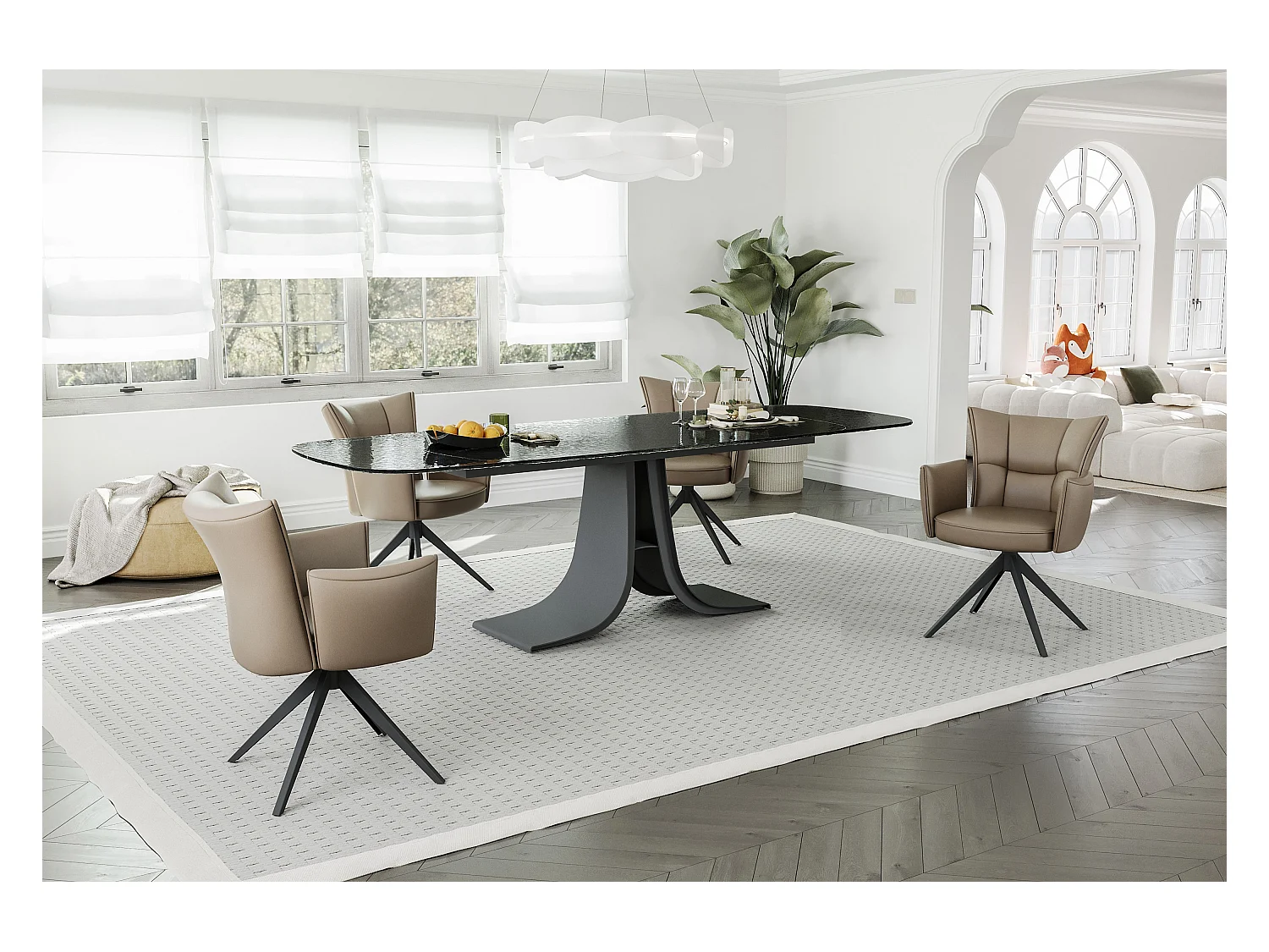 Eetkamerstoel set van 2 - leer - bruin - STRAP