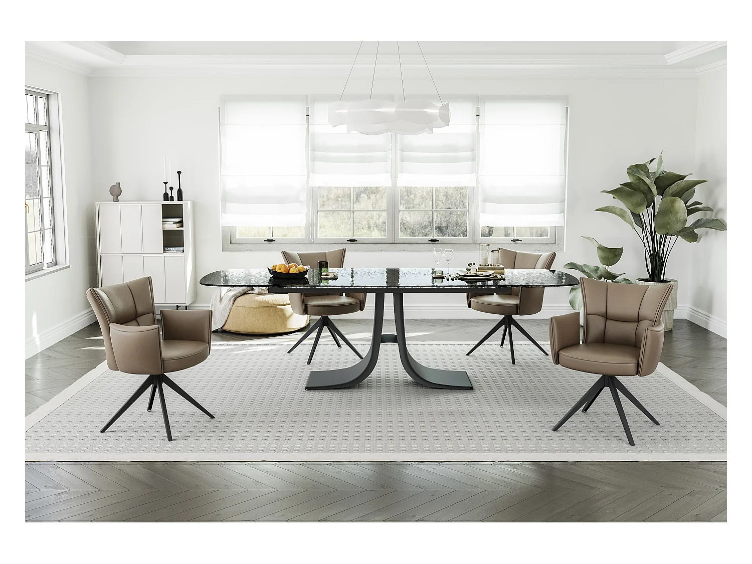 Eetkamerstoel set van 2 - leer - bruin - STRAP