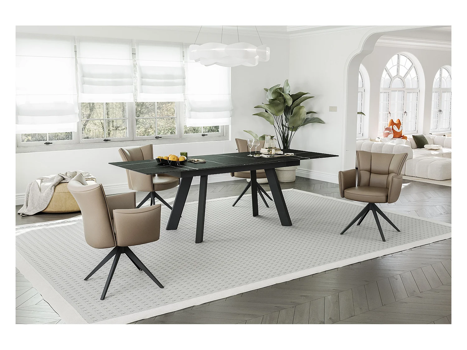 Eetkamerstoel set van 2 - leer - bruin - STRAP