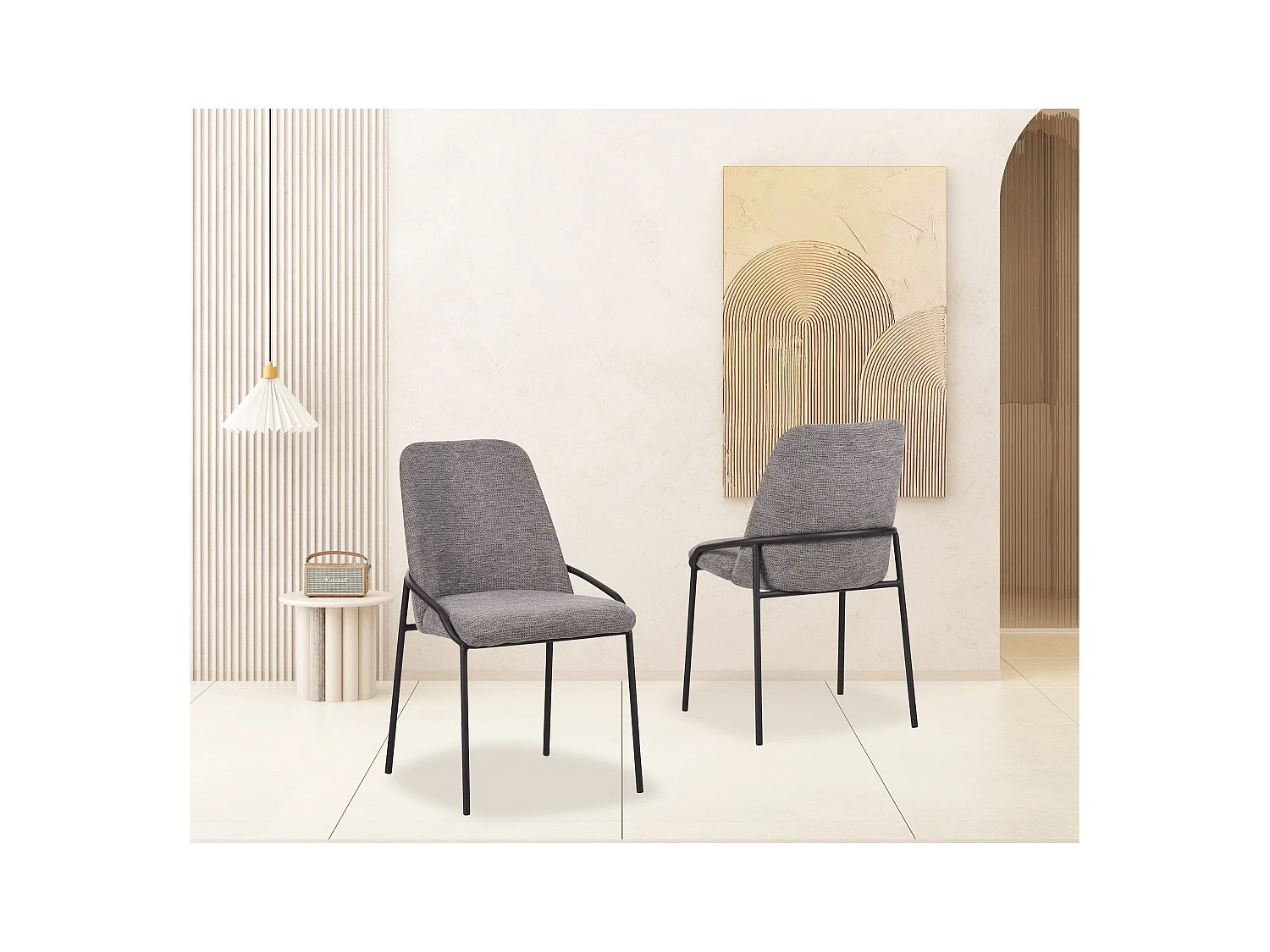 Eetkamerstoel set van 2 - stof & metaal - grijs - GERING