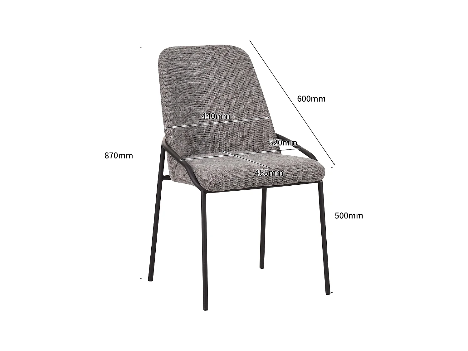 Eetkamerstoel set van 2 - stof & metaal - grijs - GERING