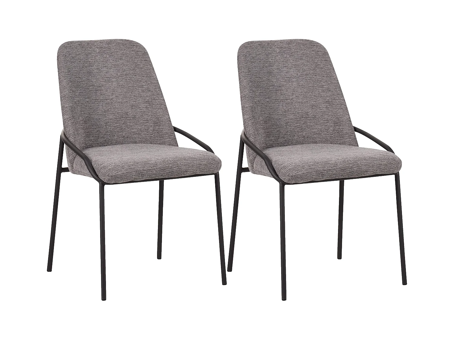 Lot de 2 chaises de salle à manger - tissu et métal - gris - LOW