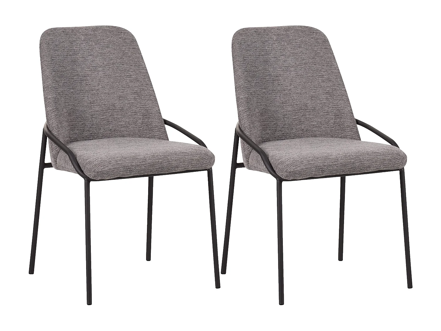 Lot de 2 chaises de salle à manger - tissu et métal - gris - LOW