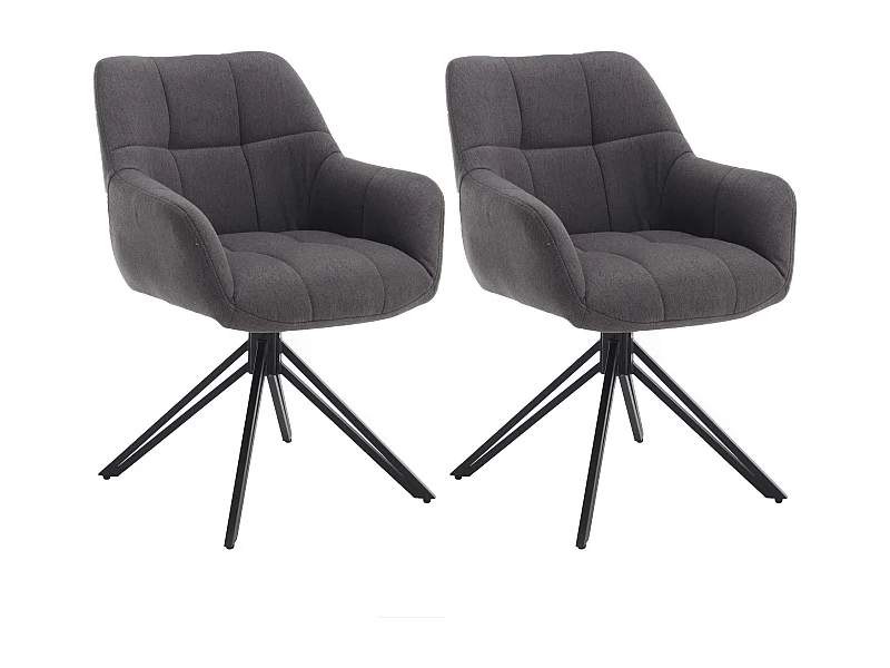 Esszimmerstuhl 2er-Set - Stoff & Metall - grau - LONDO