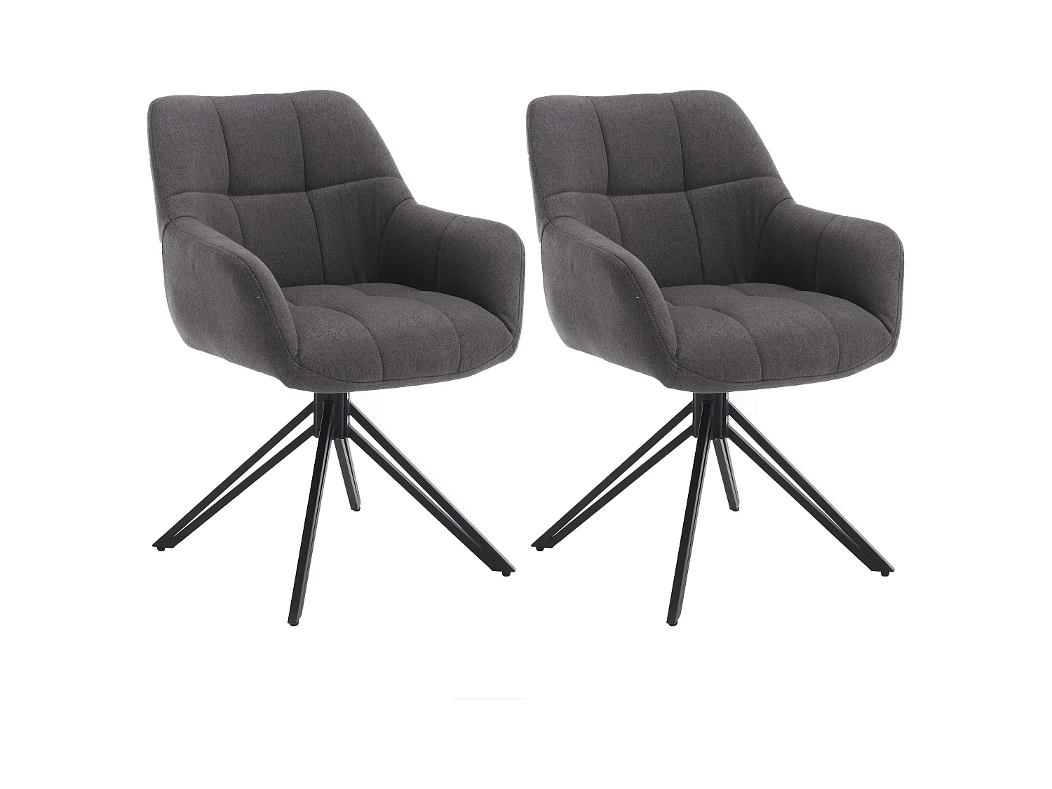 Lot de 2 chaises de salle à manger - tissu et métal - gris - LONDO