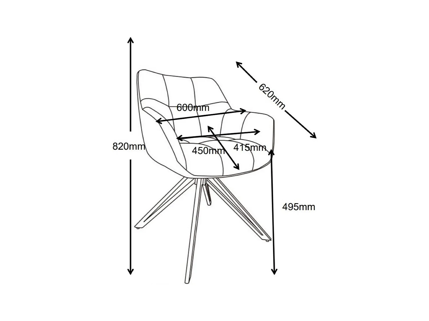 Lot de 2 chaises de salle à manger - tissu et métal - gris - LONDO