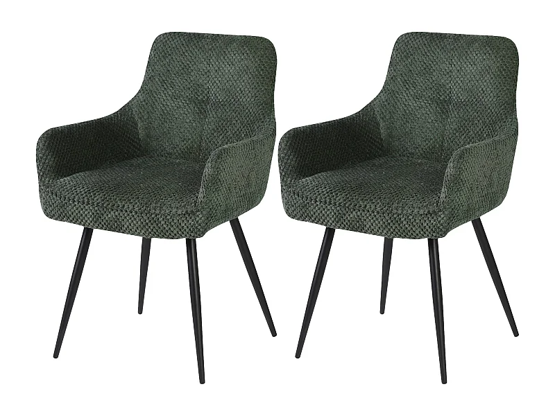 Conjunto de 2 cadeiras de jantar - tecido e metal - verde - ALOIS