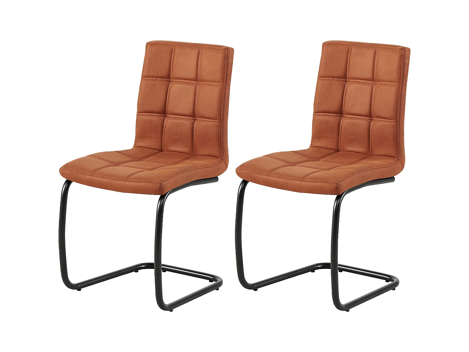 Lot de 2 chaises de salle à manger - tissu et métal - marron - PARIANA